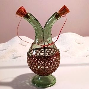 Vintage MCM Green Italian oil & vinegar decanter